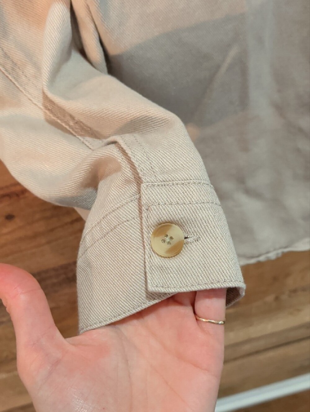 Thread & Supply Cream Oversized Button-Down Workshirt/Light Jacket Xsmall - Picture 5 of 5